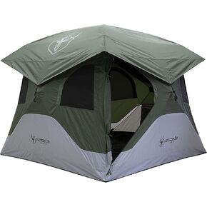 Gazelle Tents™ T4 Hub Tent, Easy 90 Second Set-Up, Waterproof, UV Resistant, Removable Floor, Ample Storage Options, 4-Person, Alpine Green, 78" x 94" x 94", GT400GR