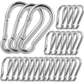 100Pack Heavy Duty Carabiner Clips, M8 5/16" Spring Snap Hooks 3Inch Zinc-Galvanized Steel Chain Clips Quick Links Safety Connector for Hammock Swing Fitness Gym Outdoor Supplies Boating