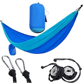 PORTAL Double Camping Hammock Lightweight Portable Nylon Hammock with Straps and Carabiners