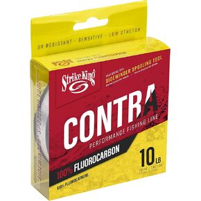 Strike King Contra Fluorocarbon Performance Fishing Line, 200-Yards, 10-Pound, UV-Resistant, Clear
