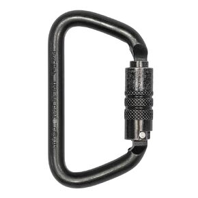 Large NFPA D Carabiner Twist Lock - Zinc Plated, Black Finish - Durable & Secure for Climbing, Rescue & Rigging