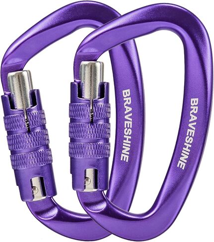 Heavy Duty Carabiner Clips 12KN Aluminum D Ring Double Locking Caribeaner Hooks in Saudi Arabia