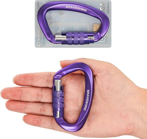 Heavy Duty Carabiner Clips 12KN Aluminum D Ring Double Locking Caribeaner Hooks in Saudi Arabia