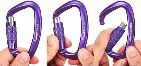 Heavy Duty Carabiner Clips 12KN Aluminum D Ring Double Locking Caribeaner Hooks in Saudi Arabia