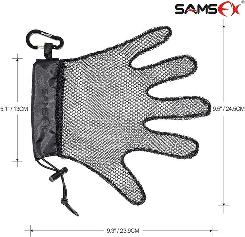 SAMSFX Fishing Landing Glove Fish Catching Gloves Openwork Anti-Slip Fish Protection Mitt with Carabiner Clip in Saudi Arabia