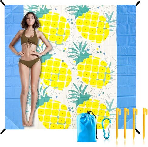 Waterproof Sandproof Beach Blanket-Extra Large,Lightweight,Durable,Perfect for Travel,Hiking,Camping,Vacation Beach-includes 4 Stakes and Carry Bag (Foliage) in Saudi Arabia