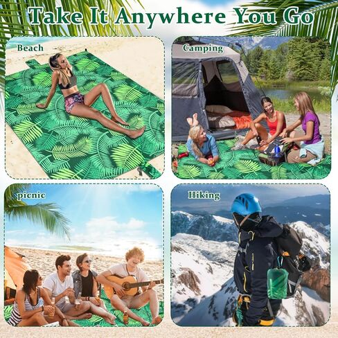Waterproof Sandproof Beach Blanket-Extra Large,Lightweight,Durable,Perfect for Travel,Hiking,Camping,Vacation Beach-includes 4 Stakes and Carry Bag (Foliage) in Saudi Arabia
