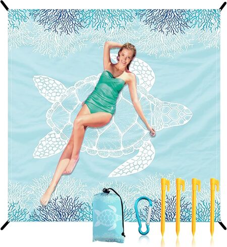 Waterproof Sandproof Beach Blanket-Extra Large,Lightweight,Durable,Perfect for Travel,Hiking,Camping,Vacation Beach-includes 4 Stakes and Carry Bag (Foliage) in Saudi Arabia