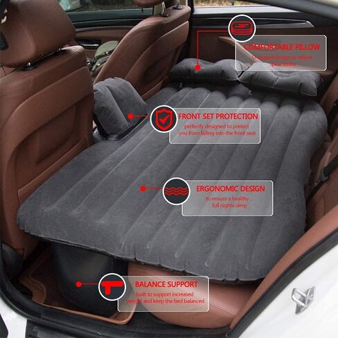 Inflatable Car Air Mattress, Back Seat Bed Mattress for Car Camping Travel with Air-Pump and 2 Pillows Air Bed fits Universal SUV Truck in Saudi Arabia