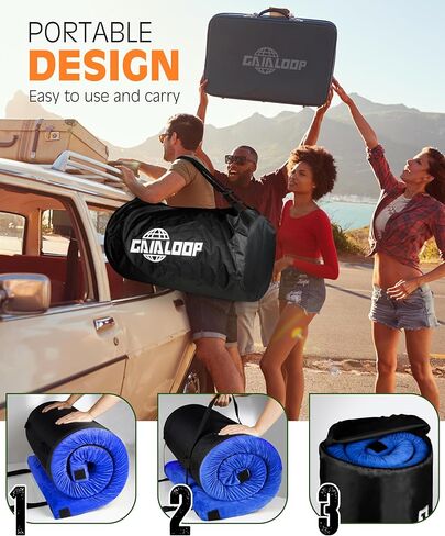 3 INCH Thick Memory Foam Camping Mattress Pad Cot Size, Portable Floor Sleeping Mat Sleepover Guest Bed Roll Up Mattress for Indoor Outdoor Travel in Kuwait