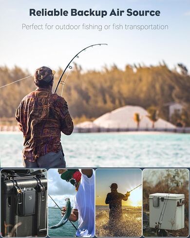 Pawfly Outdoor Live Bait Aerator 40 GPH Battery Air Pump for 30 Gallon Bait Bucket Portable Battery Powered Oxygen Pump for Fishing, Battery Not Included (Air Stone & Airline Tubing Inside Pump Body) in Saudi Arabia