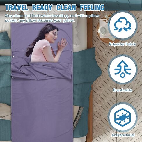 3 Set Sleeping Bag Liner Camping Travel Lightweight Portable Adult Sleeping Bag Sheets Comfortable Sleep Liners Single Sleep Sack for Traveling, Hostels and Camping in Saudi Arabia