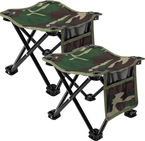 Weysat 2 Pcs Camping Stool Small Lightweight Sturdy Portable Stool with Side Pocket Comfortable Foldable Chair for Camping Fishing Hiking Gardening Walking Picnic Travel BBQ Backpacking (White,Solid) in Saudi Arabia
