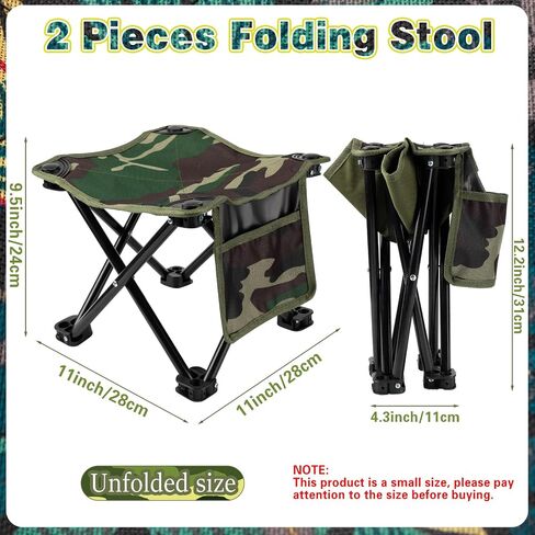 Weysat 2 Pcs Camping Stool Small Lightweight Sturdy Portable Stool with Side Pocket Comfortable Foldable Chair for Camping Fishing Hiking Gardening Walking Picnic Travel BBQ Backpacking (White,Solid) in Saudi Arabia