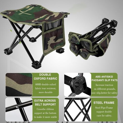 Weysat 2 Pcs Camping Stool Small Lightweight Sturdy Portable Stool with Side Pocket Comfortable Foldable Chair for Camping Fishing Hiking Gardening Walking Picnic Travel BBQ Backpacking (White,Solid) in Saudi Arabia