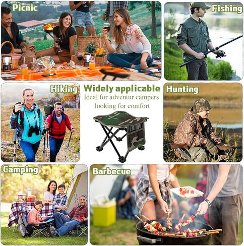 Weysat 2 Pcs Camping Stool Small Lightweight Sturdy Portable Stool with Side Pocket Comfortable Foldable Chair for Camping Fishing Hiking Gardening Walking Picnic Travel BBQ Backpacking (White,Solid) in Saudi Arabia