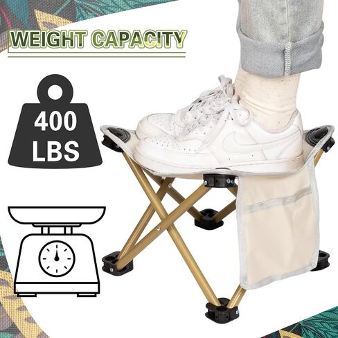 Weysat 2 Pcs Camping Stool Small Lightweight Sturdy Portable Stool with Side Pocket Comfortable Foldable Chair for Camping Fishing Hiking Gardening Walking Picnic Travel BBQ Backpacking (White,Solid) in Saudi Arabia