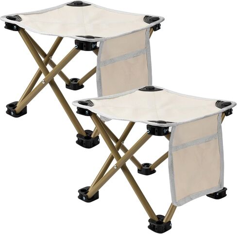 Weysat 2 Pcs Camping Stool Small Lightweight Sturdy Portable Stool with Side Pocket Comfortable Foldable Chair for Camping Fishing Hiking Gardening Walking Picnic Travel BBQ Backpacking (White,Solid) in Saudi Arabia