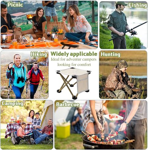 Weysat 2 Pcs Camping Stool Small Lightweight Sturdy Portable Stool with Side Pocket Comfortable Foldable Chair for Camping Fishing Hiking Gardening Walking Picnic Travel BBQ Backpacking (White,Solid) in Saudi Arabia
