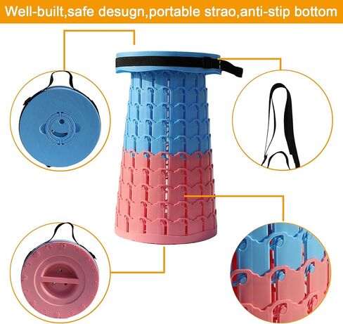 ALEVMOOM 2024 Upgraded XXL 50 Portable Collapsible Stool with Cushion,Telescoping Folding Stool for Adults,Yet More Sturdy Camping Stool with Load Capacity 1000lbs,for Outdoor Garden Hiking BBQ in Saudi Arabia