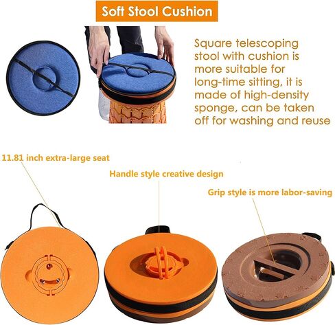ALEVMOOM 2024 Upgraded XXL 50 Portable Collapsible Stool with Cushion,Telescoping Folding Stool for Adults,Yet More Sturdy Camping Stool with Load Capacity 1000lbs,for Outdoor Garden Hiking BBQ in Saudi Arabia