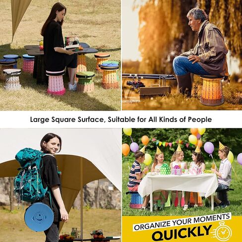 ALEVMOOM 2024 Upgraded XXL 50 Portable Collapsible Stool with Cushion,Telescoping Folding Stool for Adults,Yet More Sturdy Camping Stool with Load Capacity 1000lbs,for Outdoor Garden Hiking BBQ in Saudi Arabia