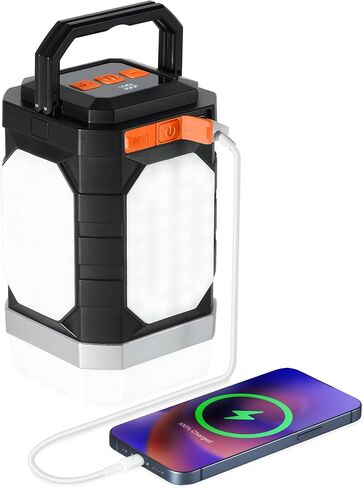 Sinvitron 30000mAh Camping Lights - Rechargeable Lantern - 1000LM Camping Lantern, QC 3.0 Fast Charging, Up to 350H+ Running, IPX5 Waterproof , Lanterns for Power Outages,Hiking,Fishing (Black&Org) in Saudi Arabia