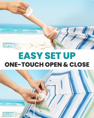 OutdoorMaster Pop Up Beach Umbrella, Portable Tent Shelter | One-touch Open & Close Design, UPF 50+ UV Protection, Extendable Floor with Carrying Bag in Saudi Arabia