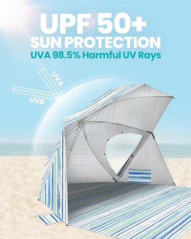 OutdoorMaster Pop Up Beach Umbrella, Portable Tent Shelter | One-touch Open & Close Design, UPF 50+ UV Protection, Extendable Floor with Carrying Bag in Saudi Arabia