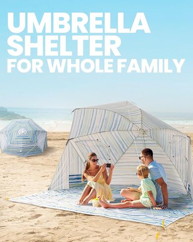 OutdoorMaster Pop Up Beach Umbrella, Portable Tent Shelter | One-touch Open & Close Design, UPF 50+ UV Protection, Extendable Floor with Carrying Bag in Saudi Arabia