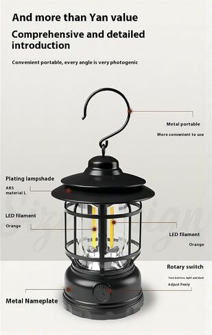 Rechargeable camping lantern,outdoor camping light with USB charging port,Fearless of wind and rain,suitable for camping,garden,courtyard,and lawn use in Saudi Arabia