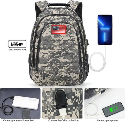Camo Backpack,Small Tactical Backpack for outdoor,Military Teen Boys Backpacks for School with USB Charging Port,40L in Saudi Arabia