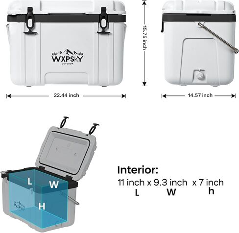 Rotomolded Cooler, 27Qt Hard Cooler with Heavy Duty Handles, Drain Outlet, Ice Retention to 3-5 Days, Insulated Ice Chest for Camping/Beach/Tailgating Boat Fishing & More in Saudi Arabia