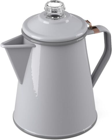 GSI Outdoors Mesa Enamelware 8-Cup Coffee Pot - Cream with Speckled Enamel Finish, Dishwasher Safe, Cream, 8 Cup in Kuwait