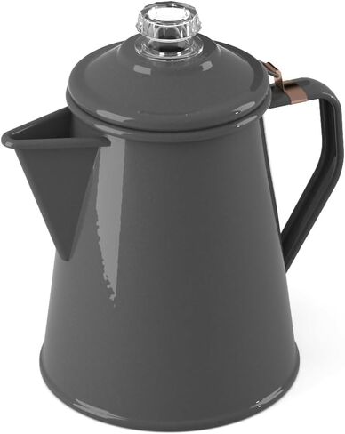 GSI Outdoors Mesa Enamelware 8-Cup Coffee Pot - Cream with Speckled Enamel Finish, Dishwasher Safe, Cream, 8 Cup in Kuwait