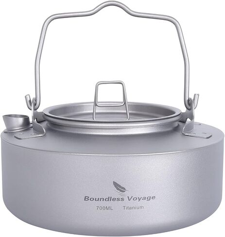 Boundless Voyage Camping 700ml Titanium Kettle with Folding Handle Big Capacity Pot Outdoor Tableware Drinkware Ti3100D in Saudi Arabia