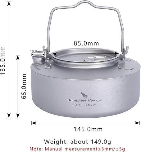 Boundless Voyage Camping 700ml Titanium Kettle with Folding Handle Big Capacity Pot Outdoor Tableware Drinkware Ti3100D in Saudi Arabia