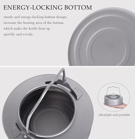 Boundless Voyage Camping 700ml Titanium Kettle with Folding Handle Big Capacity Pot Outdoor Tableware Drinkware Ti3100D in Saudi Arabia