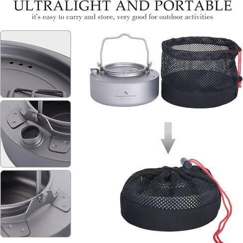 Boundless Voyage Camping 700ml Titanium Kettle with Folding Handle Big Capacity Pot Outdoor Tableware Drinkware Ti3100D in Saudi Arabia