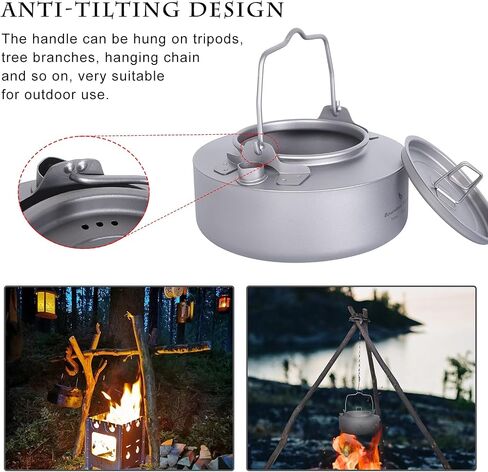 Boundless Voyage Camping 700ml Titanium Kettle with Folding Handle Big Capacity Pot Outdoor Tableware Drinkware Ti3100D in Saudi Arabia