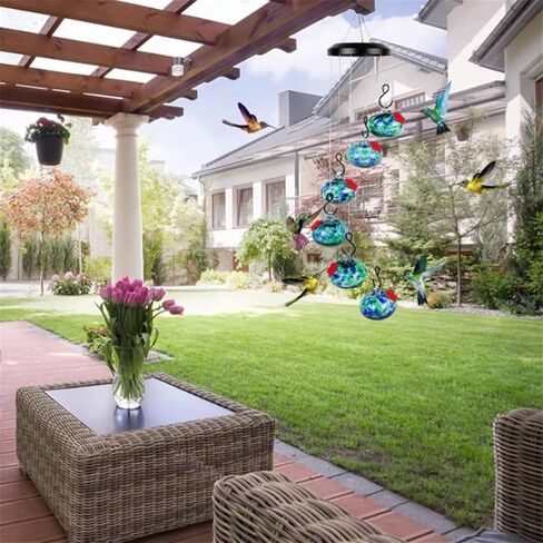 Charming Wind Chimes Hummingbird feeders, 2024 New Window Bird Feeders for Viewing, Wind Chime Hummingbird Hanging Feeder for Outdoors,Ant and Bee Proof Feeder (Red) in Saudi Arabia