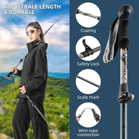 7075 Aluminium Alloy Hiking Poles, Pack of 2 Collapsible Lightweight Hiking Pole,Outdoor Hiking Pole in Saudi Arabia