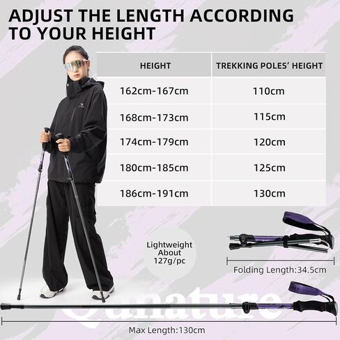 7075 Aluminium Alloy Hiking Poles, Pack of 2 Collapsible Lightweight Hiking Pole,Outdoor Hiking Pole in Saudi Arabia