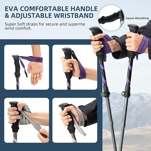 7075 Aluminium Alloy Hiking Poles, Pack of 2 Collapsible Lightweight Hiking Pole,Outdoor Hiking Pole in Saudi Arabia