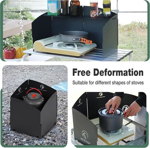 REDCAMP Folding Camping Stove Windscreen, 4 Plates Iron Outdoor Stove Windshield, Portable Wind Blocker with Storage Bag for Camping Hiking Backpacking Picnic Cooking in Saudi Arabia