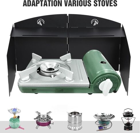 REDCAMP Folding Camping Stove Windscreen, 4 Plates Iron Outdoor Stove Windshield, Portable Wind Blocker with Storage Bag for Camping Hiking Backpacking Picnic Cooking in Saudi Arabia