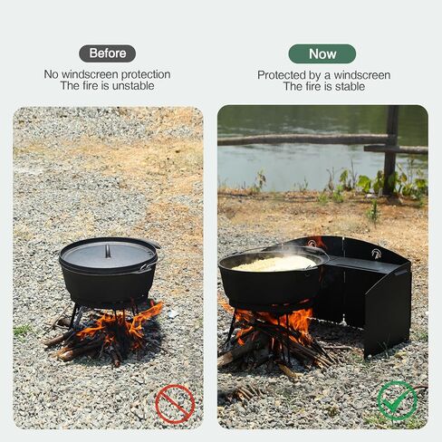 REDCAMP Folding Camping Stove Windscreen, 4 Plates Iron Outdoor Stove Windshield, Portable Wind Blocker with Storage Bag for Camping Hiking Backpacking Picnic Cooking in Saudi Arabia