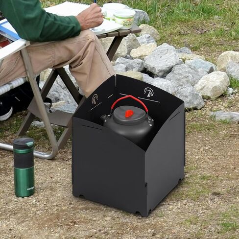 REDCAMP Folding Camping Stove Windscreen, 4 Plates Iron Outdoor Stove Windshield, Portable Wind Blocker with Storage Bag for Camping Hiking Backpacking Picnic Cooking in Saudi Arabia