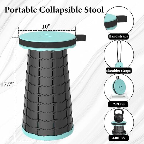 Upgraded Folding Stool with Carabiner,Lightweight Yet More Sturdy with Load Capacity 440lb Portable Collapsible Stool Retractable Stool for Camping Fishing Hiking BBQ Garden in Saudi Arabia