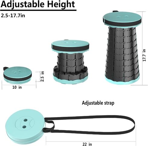 Upgraded Folding Stool with Carabiner,Lightweight Yet More Sturdy with Load Capacity 440lb Portable Collapsible Stool Retractable Stool for Camping Fishing Hiking BBQ Garden in Saudi Arabia
